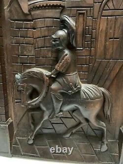 Carved Architectural Panel Mounted Knight & Castle 25 Decorative Wood Salvage