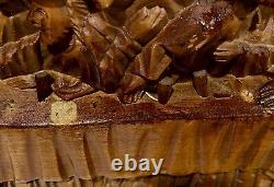 Carved Dark Wood Scrollwork Detailed Panel of Christ's Last Supper 27