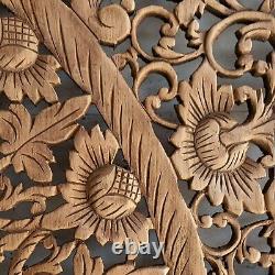 Carved Floral Carved Wooden Panel Home Decor Living Room, Room Decorative90x90cm