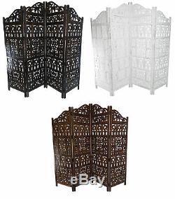 Carved Indian 4 Panel FoldingScreen Room Divider Gamla Design Detailed Heavy