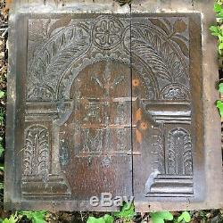 Carved Oak Inlaid Panel 17th Century English