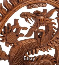 Carved Panel In The Shape Of a Dragon & The Sun a Classic Handmade Craftsmanship