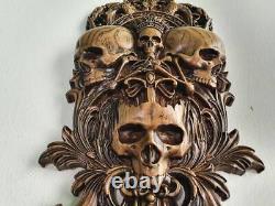 Carved Skull panel made of wood, carved skull of wood, Santa Muerte, skull gift