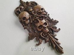 Carved Skull panel made of wood, carved skull of wood, Santa Muerte, skull gift