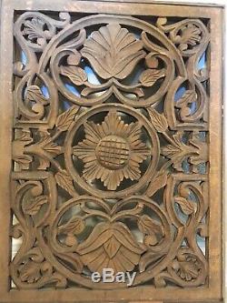 Carved Wood Wall Decor Panel. Floral Wood Wall Art. Natural 24 X 18 Vintage