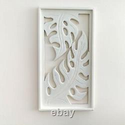 Carved Wooden Wall Art Large Decorative Nature Leaf White Panel