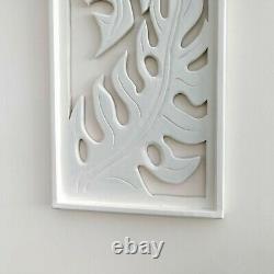 Carved Wooden Wall Art Large Decorative Nature Leaf White Panel