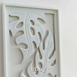 Carved Wooden Wall Art Large Decorative Nature Leaf White Panel