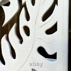 Carved Wooden Wall Art Large Decorative Nature Leaf White Panel