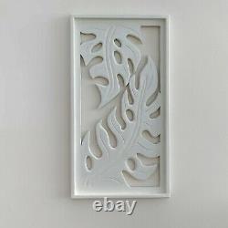 Carved Wooden Wall Art Large Decorative Nature Leaf White Panel