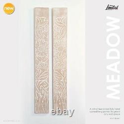 Carved Wooden Wall Art Long Decorative Nature Mandala Yoga Panels Set of Two