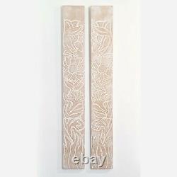 Carved Wooden Wall Art Long Decorative Nature Mandala Yoga Panels Set of Two