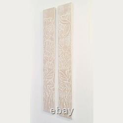 Carved Wooden Wall Art Long Decorative Nature Mandala Yoga Panels Set of Two