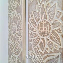 Carved Wooden Wall Art Long Decorative Nature Mandala Yoga Panels Set of Two