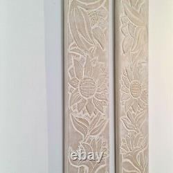 Carved Wooden Wall Art Long Decorative Nature Mandala Yoga Panels Set of Two