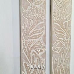 Carved Wooden Wall Art Long Decorative Nature Mandala Yoga Panels Set of Two