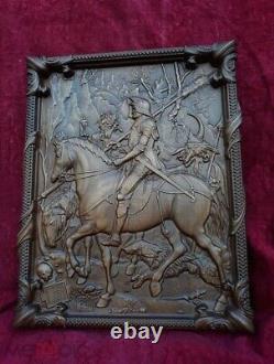 Carved panel DURER Knight, Death and the Devil NATURAL WOOD SOLID Beech