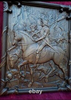 Carved panel DURER Knight, Death and the Devil NATURAL WOOD SOLID Beech