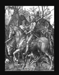 Carved panel DURER Knight, Death and the Devil NATURAL WOOD SOLID Beech