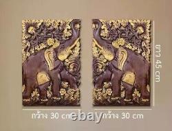 Carved wood panels Elephant carved wood panel wooden wall panels home decoration