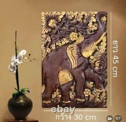 Carved wood panels Elephant carved wood panel wooden wall panels home decoration