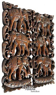 Carved wood wall art panel Asiana Home Decor Teak Wood 7.5x17.5 Extra Thick