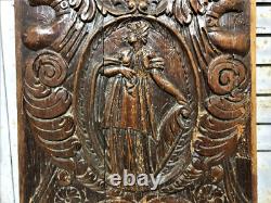 Caryatid lady scroll wood carving panel Antique french architectural salvage