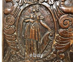 Caryatid lady scroll wood carving panel Antique french architectural salvage
