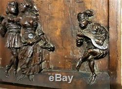 Castle danse scene wood carving panel Antique french architectural salvage