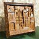 Castle Medieval Scene Wood Carving Panel Antique French Architectural Salvage