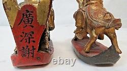 Certified Antique Carved Gilt Wooden Panel Chinese Warriors & Horses Circa 1850