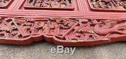 Chinese Antique Carved Wood Panels Door Frame
