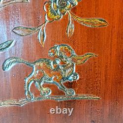 Chinese Carved Door Panels Red Lacquer Wood Wall Panel Art