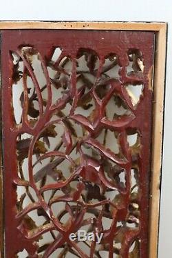 Chinese Carved Wood Gold Gilt Wall Panel Sea Creatures Crab Lobster Fish & Birds