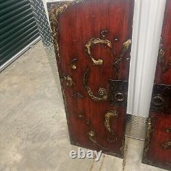 Chinese Red & Gilt Wooden Carved Door Panel, 2 pieces Reproductions