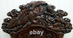 Chinese Throne Armchair Arched Back Carved Arms With Three Dragon In Panel