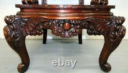 Chinese Throne Armchair Arched Back Carved Arms With Three Dragon In Panel