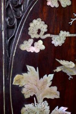 Chinese Vietnamese Carved Wood Mother of Pearl Inlaid Wall Panel 19th. C Asian