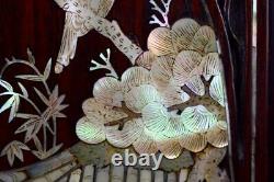 Chinese Vietnamese Carved Wood Mother of Pearl Inlaid Wall Panel 19th. C Asian