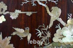 Chinese Vietnamese Carved Wood Mother of Pearl Inlaid Wall Panel 19th. C Asian