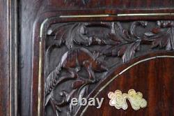 Chinese Vietnamese Carved Wood Mother of Pearl Inlaid Wall Panel 19th. C Asian