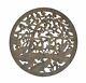 Chinese Vintage Wood Round Panel Wall Plaque With Carved Deer Pine Tree Fs705