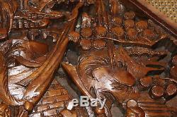 Chinese Wood Carved Relief Panel Warriors Soldier Battle Horses Detailed