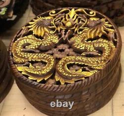 Chinese Wood Panel Dragon Carving Teak Wall Art Hanging Sculpture Wall Hanging