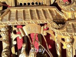 Chinese art Member of imperial Gilt Gold Carved Wood Plaque Panel wall art 26