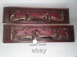 Chinese carved and lacquered architectural panels railings in red