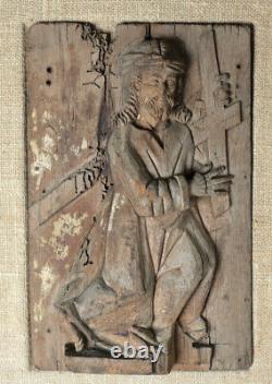 Continental 17th century Carved Wood Panel, in bas relief, Stations of the Cross