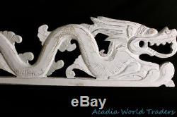 Cosmic Dragon Naga Panel Whitewash Rustic carved wood Bali Wall Art Right 39