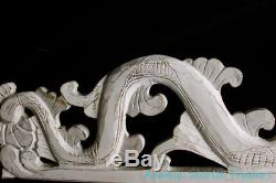 Cosmic Dragon Naga Panel Whitewash Rustic carved wood Bali Wall Art left 39
