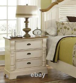Cottage Brown & White Finish 5 pieces Bedroom Set with Queen Size Panel Bed IA7M